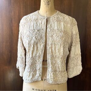 Vintage 50’s 3/4 Sleeve Ribbon Textured Jacket